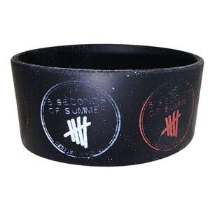 5 Seconds of Summer Band Rubber Wide Stretch Bracelet Black Concert Souvenir